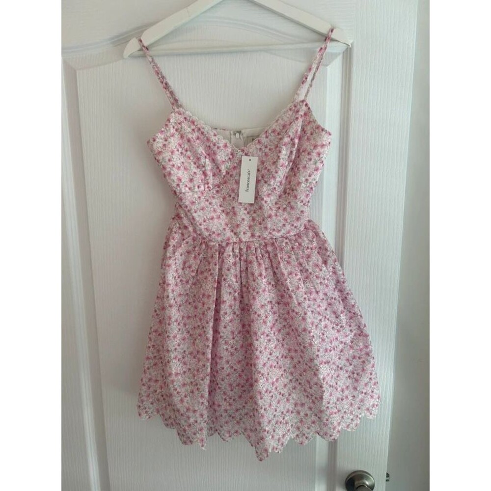 NEW Francesca’s Women Pink Floral Mini Dress XS Coquette Glam Cottage Dollette